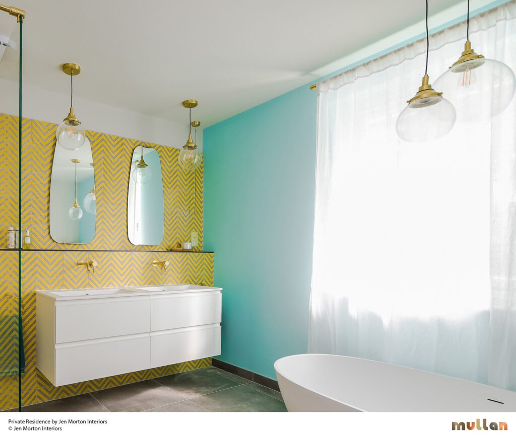 Glass Globe Pendant Lights to decorate a stylish but simple bathroom theme