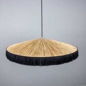 Syracuse Raffia Black Tassel Pendant Light 78cm Rattan & Rafia Lighting Collection Great Lighting UK Ltd