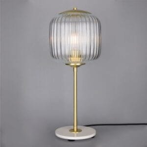 Astoria Reeded Glass and Brass Table Lamp Table Lamps Great Lighting UK Ltd