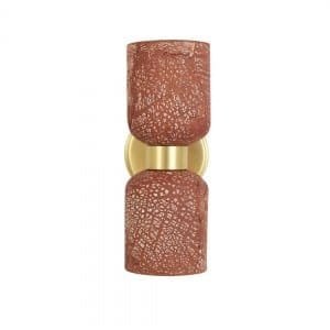 Sakura Double Ceramic and Brass Wall Light, Red Iron Ceramic Wall Sconces Great Lighting UK Ltd