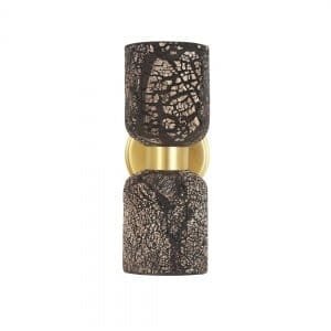 Sakura Double Ceramic and Brass Wall Light, Black Clay Ceramic Wall Sconces Great Lighting UK Ltd