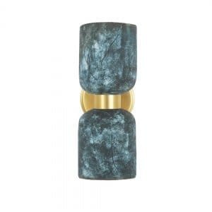 Sakura Double Ceramic and Brass Wall Light, Blue Earth Ceramic Wall Sconces Great Lighting UK Ltd