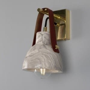 Nagi Marbled Ceramic Wall Light with Rescued Fire-Hose Strap Ceramic Wall Sconces Great Lighting UK Ltd