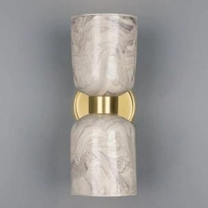 Sakura Marbled Ceramic and Brass Double Wall Light Ceramic Wall Sconces Great Lighting UK Ltd