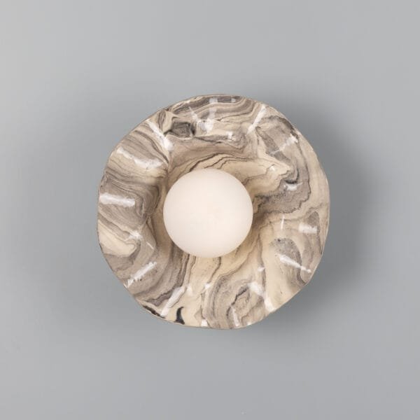 Rivale Wavy Wall or Ceiling Light with Marbled Ceramic Shade Ceramic Wall Sconces Great Lighting UK Ltd