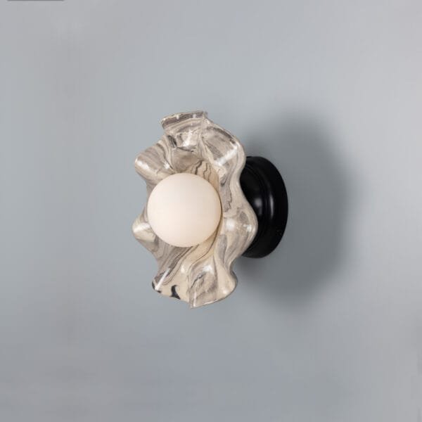 Rivale Wavy Wall or Ceiling Light with Marbled Ceramic Shade Ceramic Wall Sconces Great Lighting UK Ltd