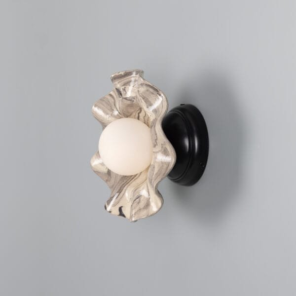 Rivale Wavy Wall or Ceiling Light with Marbled Ceramic Shade Ceramic Wall Sconces Great Lighting UK Ltd