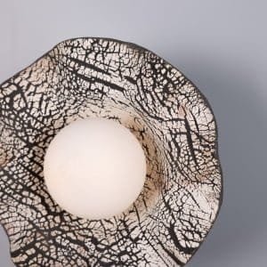 Rivale Wall or Ceiling Light with Wavy Ceramic Shade, Black Clay Ceramic Ceiling Lights Great Lighting UK Ltd