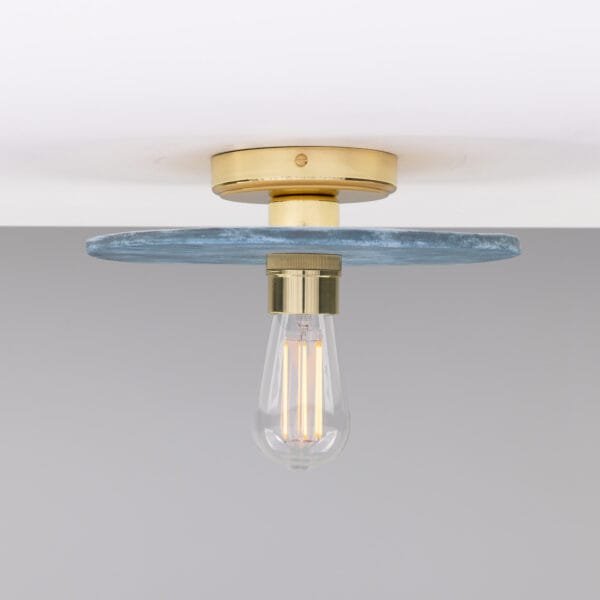 Ceramic Disc Ceiling Light in Blue Earth Ceramic Ceiling Lights Great Lighting UK Ltd