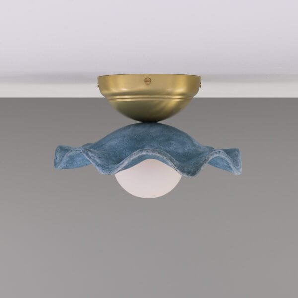Rivale Wavy Ceiling or Wall Light with Blue Earth Shade Ceramic Ceiling Lights Great Lighting UK Ltd