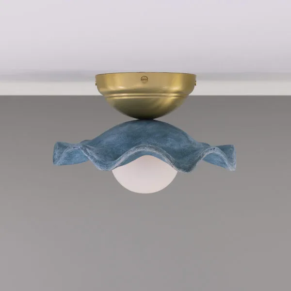 Rivale Wavy Ceiling or Wall Light with Blue Earth Shade Ceramic Ceiling Lights Great Lighting UK Ltd