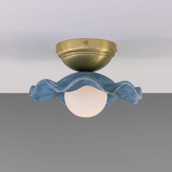 Rivale Wavy Ceiling or Wall Light with Blue Earth Shade Ceramic Ceiling Lights Great Lighting UK Ltd