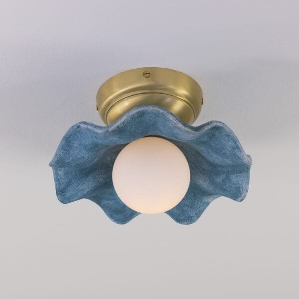 Rivale Wavy Ceiling or Wall Light with Blue Earth Shade Ceramic Ceiling Lights Great Lighting UK Ltd