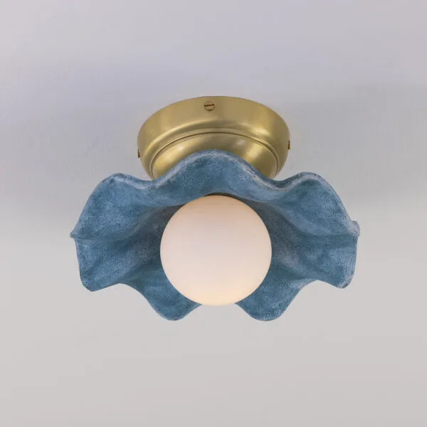 Rivale Wavy Ceiling or Wall Light with Blue Earth Shade Ceramic Ceiling Lights Great Lighting UK Ltd