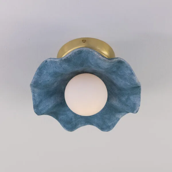Rivale Wavy Ceiling or Wall Light with Blue Earth Shade Ceramic Ceiling Lights Great Lighting UK Ltd