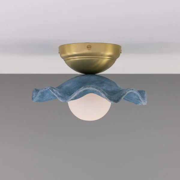 Rivale Wavy Ceiling or Wall Light with Blue Earth Shade Ceramic Ceiling Lights Great Lighting UK Ltd
