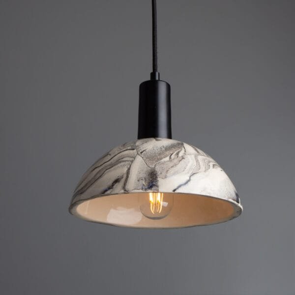 Kauri Marbled 20cm Domed Pendant Light Ceramic Pendant Lighting Great Lighting UK Ltd