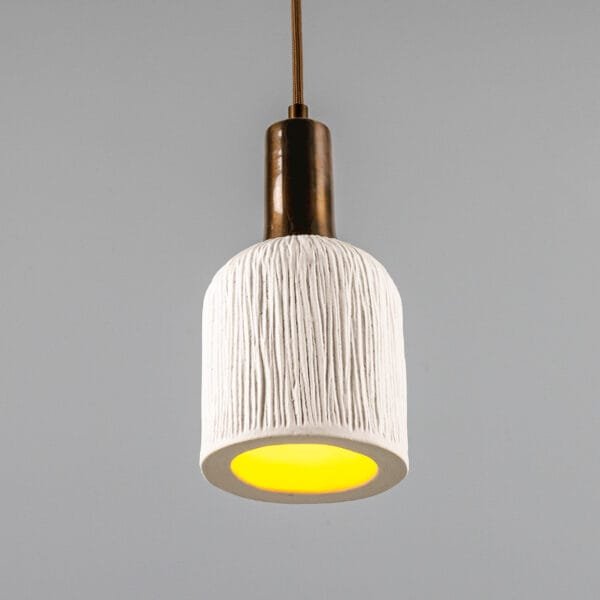 Osier 11.5cm White Stripped Ceramic Pendant Ceramic Pendant Lighting Great Lighting UK Ltd