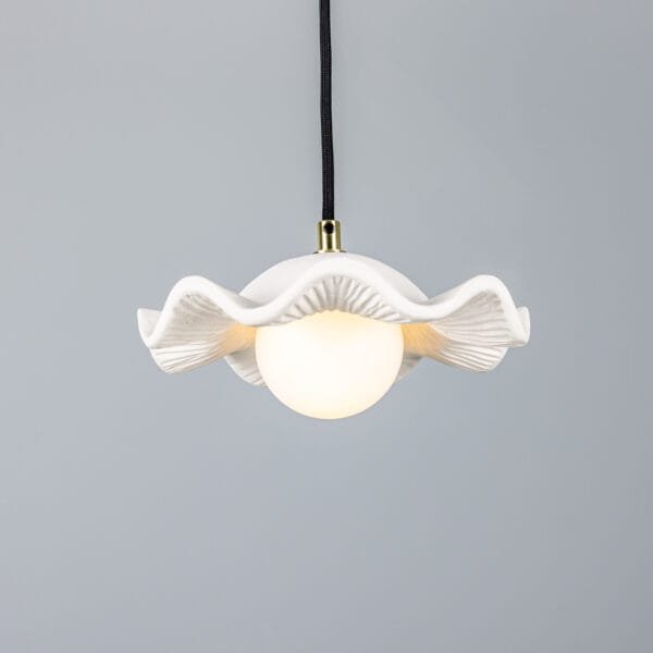 Wavy Ceramic Rivale Pendant Light in Matt White Ceramic Pendant Lighting Great Lighting UK Ltd
