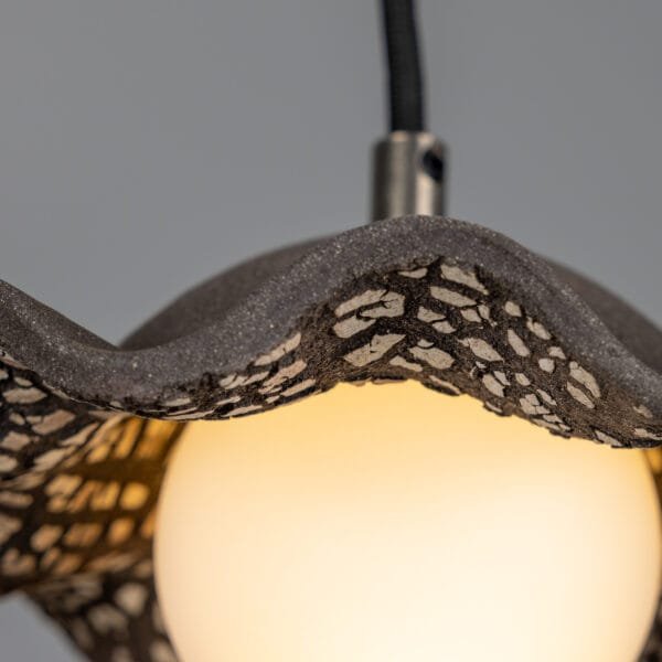 Ceramic Rivale Pendant Light in Black Clay Ceramic Pendant Lighting Great Lighting UK Ltd