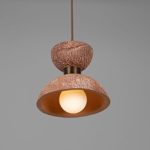 Nakaii Double Dome Pendant in Red Iron Ceramic Ceramic Pendant Lighting Great Lighting UK Ltd