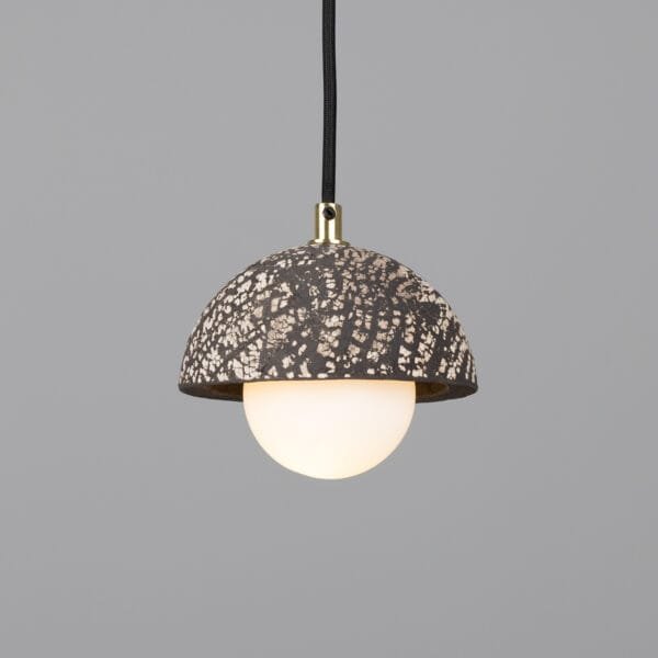 Ferox Small Domed Black Ceramic Pendant Light Ceramic Pendant Lighting Great Lighting UK Ltd