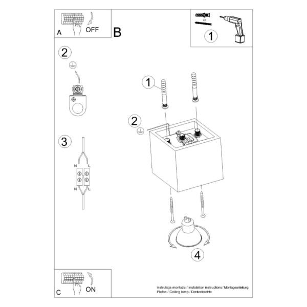 Ceiling Lamp Quad 1 White - Image 6