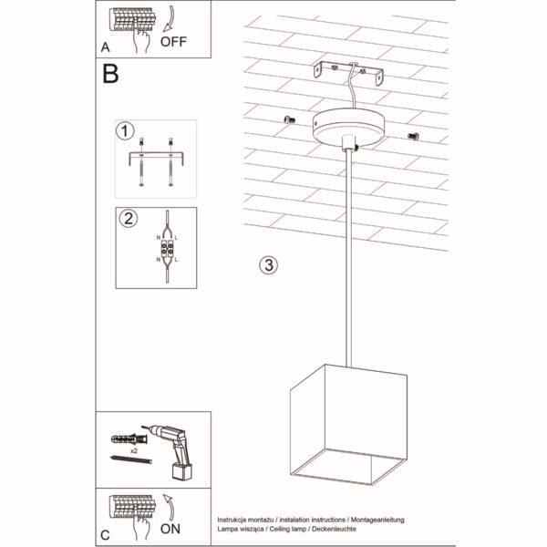 Pendant Lamp Quad 1 Grey - Image 6