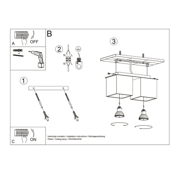 Ceiling Lamp Quad 2 Grey - Image 6