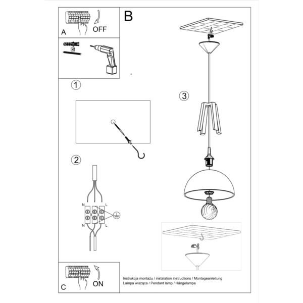Pendant Lamp Casco White/black - Image 5