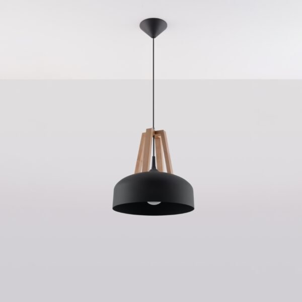 Pendant Lamp Casco Black/natural Wood - Image 2