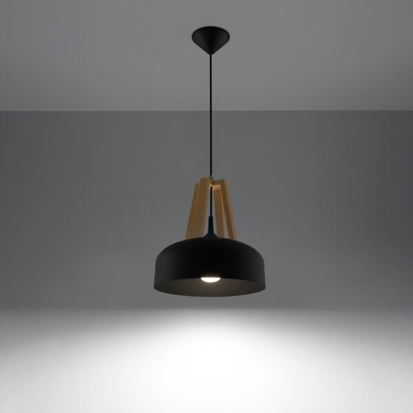 Pendant Lamp Casco Black/natural Wood - Image 3