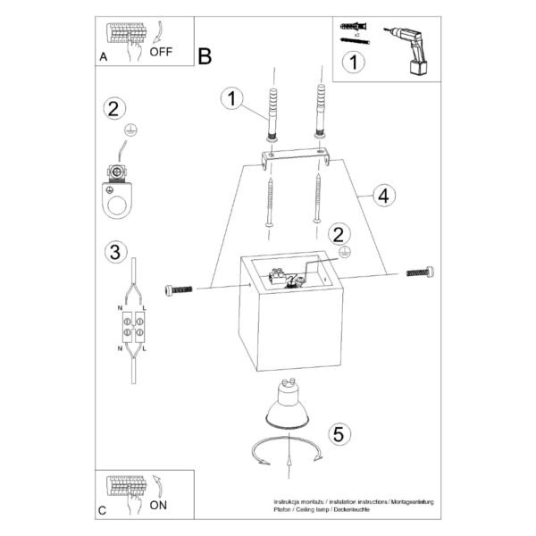 Ceiling Lamp Quad Concrete - Image 5