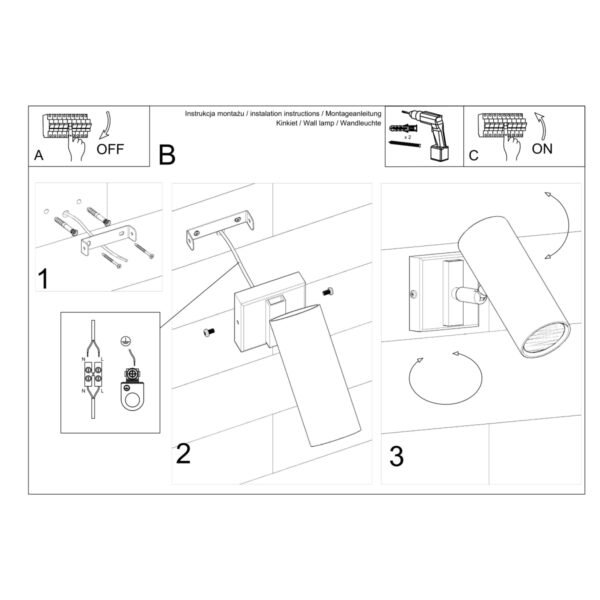Wall Lamp Direzione White Single Wall Lights Modern Designer Lights
