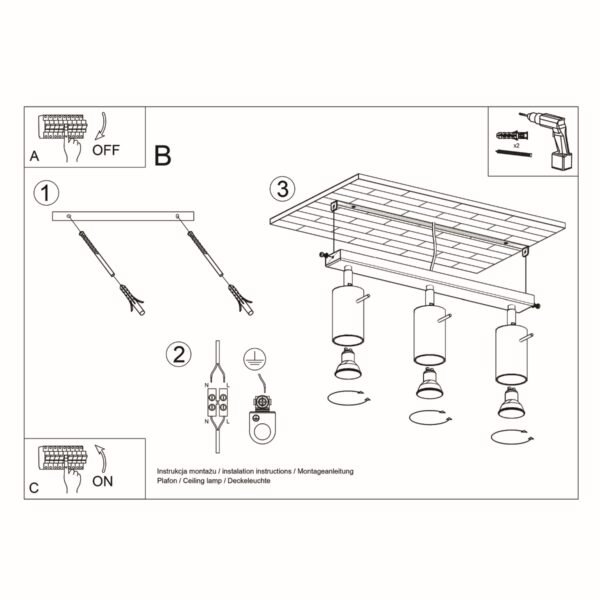 Ceiling Lamp Berg 3 Natural Wood - Image 5
