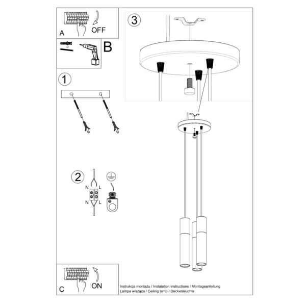 Pendant Lamp Pablo 3p Black - Image 5