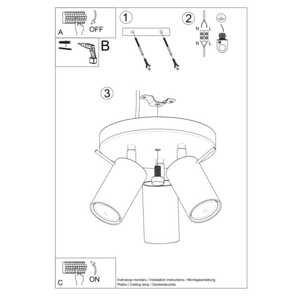Ceiling Lamp Ring 3p White - Image 5