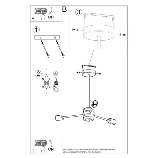 Chandelier Lango 3 Black Ceiling Chandeliers Modern Designer Lights
