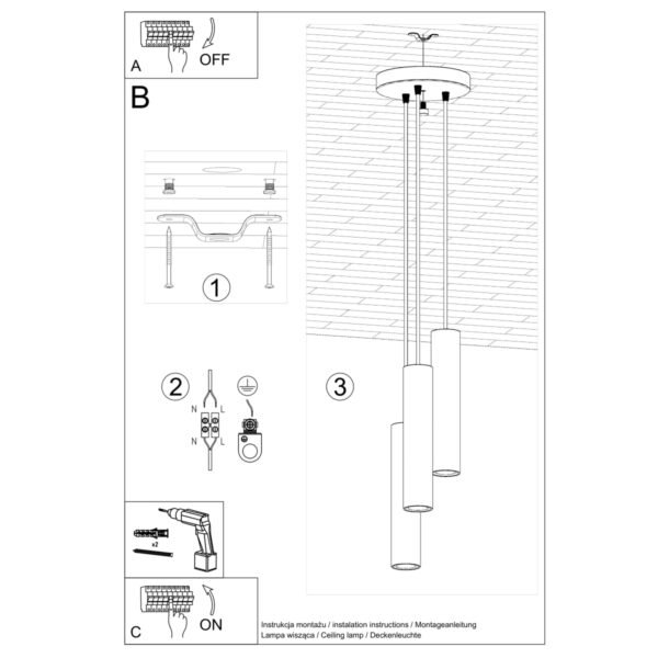 Pendant Lamp Lagos 3p White - Image 5