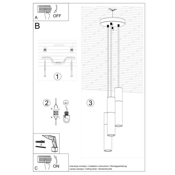Pendant Lamp Borgio 3p White - Image 5