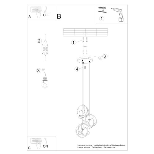 Pendant Lamp Tulos 3p Black - Image 5