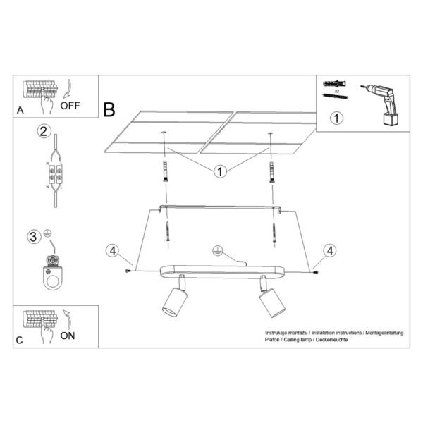 Ceiling Lamp Fornes 2 Black - Image 6
