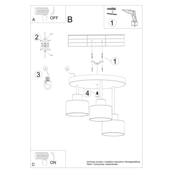 Ceiling Lamp Savar 3 Black - Image 6