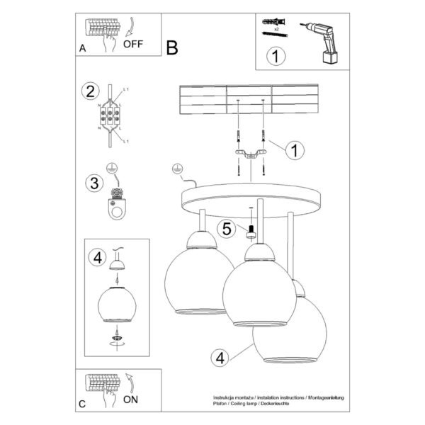 Chandelier Alino 3 Black - Image 6