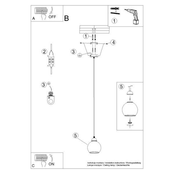 Pendant Lamp Alino 1 Black - Image 5