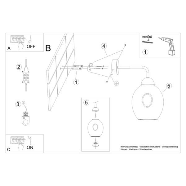 Wall Lamp Fillan 1 Black - Image 6