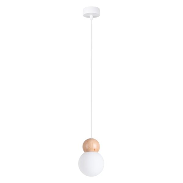 Pendant Lamp Pekka 1 White / Natural Wood Single Pendants Modern Designer Lights