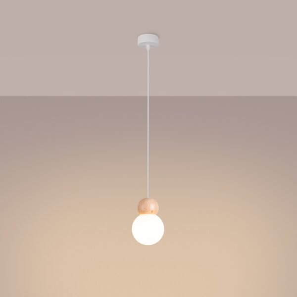 Pendant Lamp Pekka 1 White / Natural Wood Single Pendants Modern Designer Lights