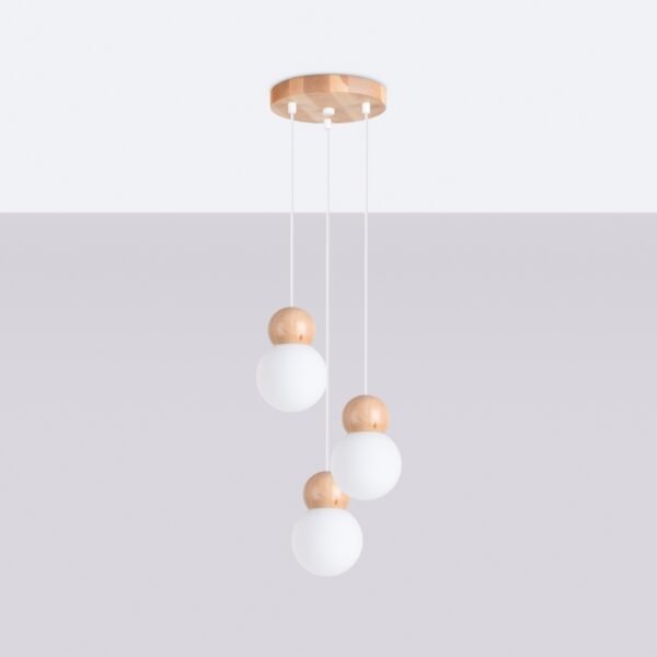 Pendant Lamp Pekka 3p White/natural Wood - Image 2